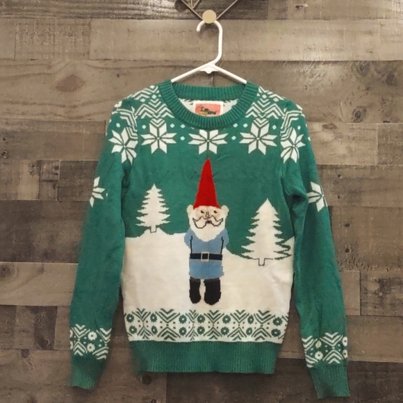 Tipsy Elves ugly Christmas sweater gnome with axe 🪓 - Picture 1 of 4
